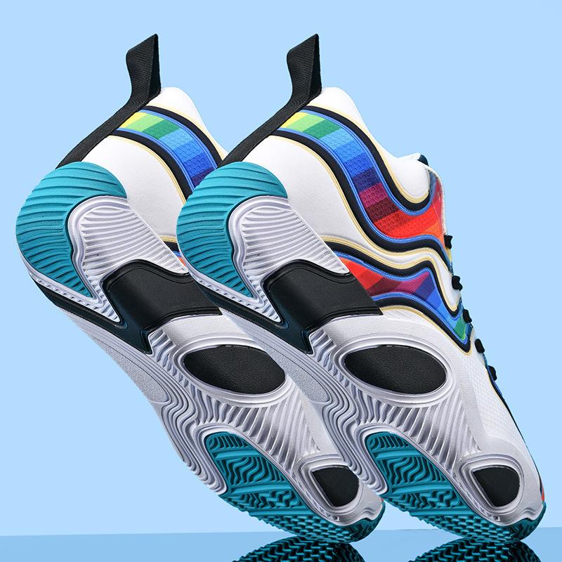 Basketball shoes youth boots new actual combat blue sneakers rubber sole training shoes men's medium and small shoes