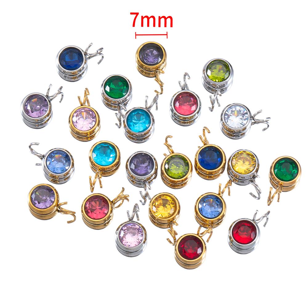 10pcs 7mm 20pcs 6mm Stainless Steel Rhinestone Beads Mixed Crystal Charms Pendant for Necklace Bracelet DIY Jewelry Making Charm