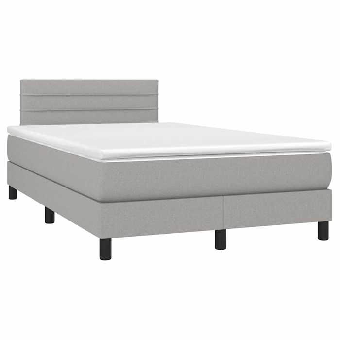 Maison Exclusive - Bedbodem met lattenbodem en matras lichtgrijs 120x190 cm stof