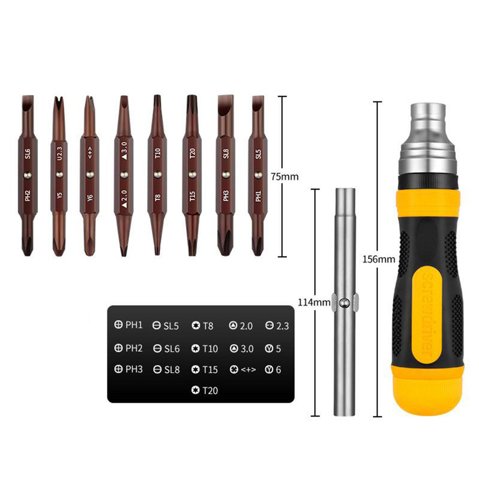 

1 Ratchet Screwdriver Set for Maintenance of Furniture, Cars, Computers and Electronic Devices, Portable Ratchet Screwdriver Set with Magnetic T