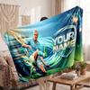 Erling Haaland Personalized Fleece Blanket With Football Logo, Custom Name Text Soft Warm Home Throw Blanket