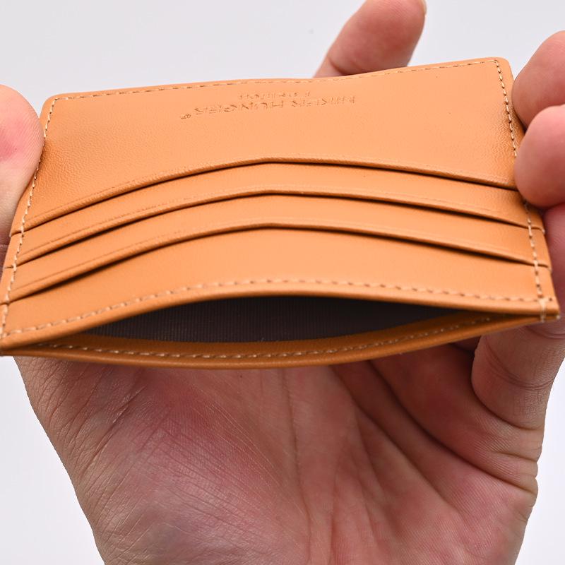 Slim Leather Card & ID Holder with Change Pocket