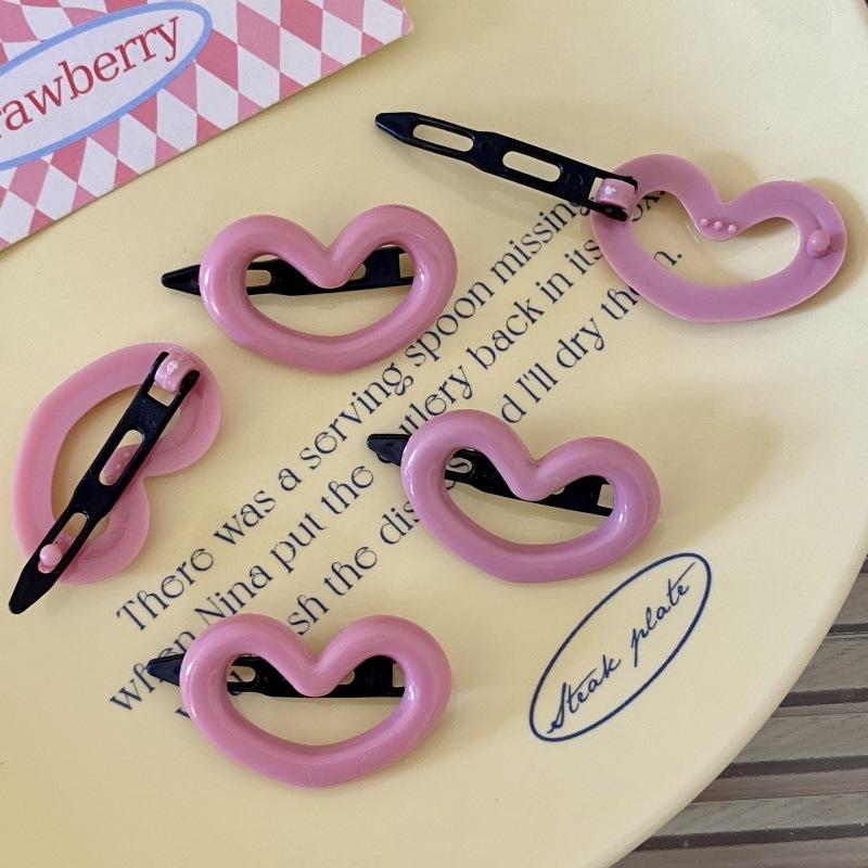 10pcs Women Simple and Versatile Side Bangs Hair Clip Korean Style Hair Hairpin Headwear Cute and Sweet Pink Love Hair Clip