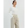 Women's Crewneck Knitted Sweater, Long Sleeve Pitted Stripe Base Layer, Solid Color Tight Autumn and Winter Top