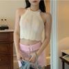 Sweet Spice I Knit Little Tank Top with Halter Women Summer Sleeveless with Off-the-shoulder Base Short Top To Wear