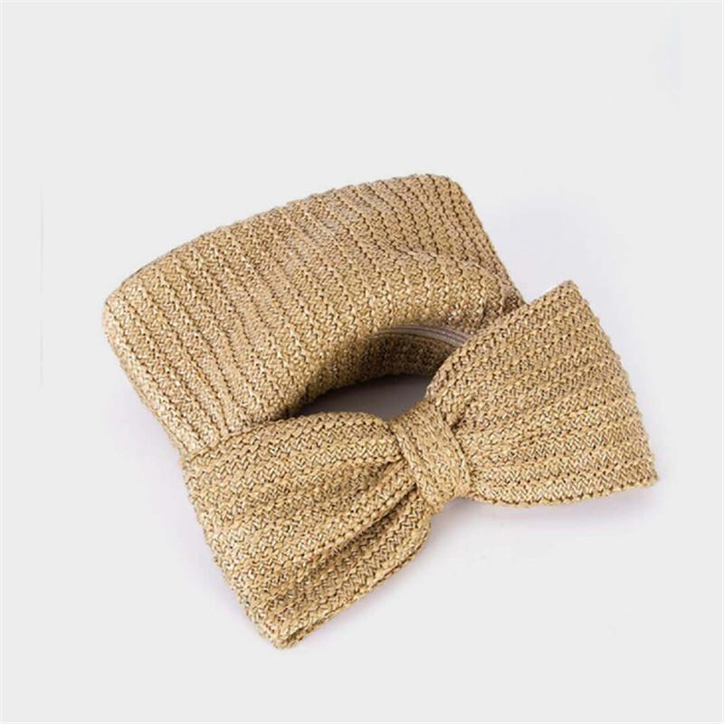 Chic Bowknot Straw Handbag for Women Summer Stylish Design Woven Clutches Cute Purse Suitable for Daily Use Party Holiday Travel