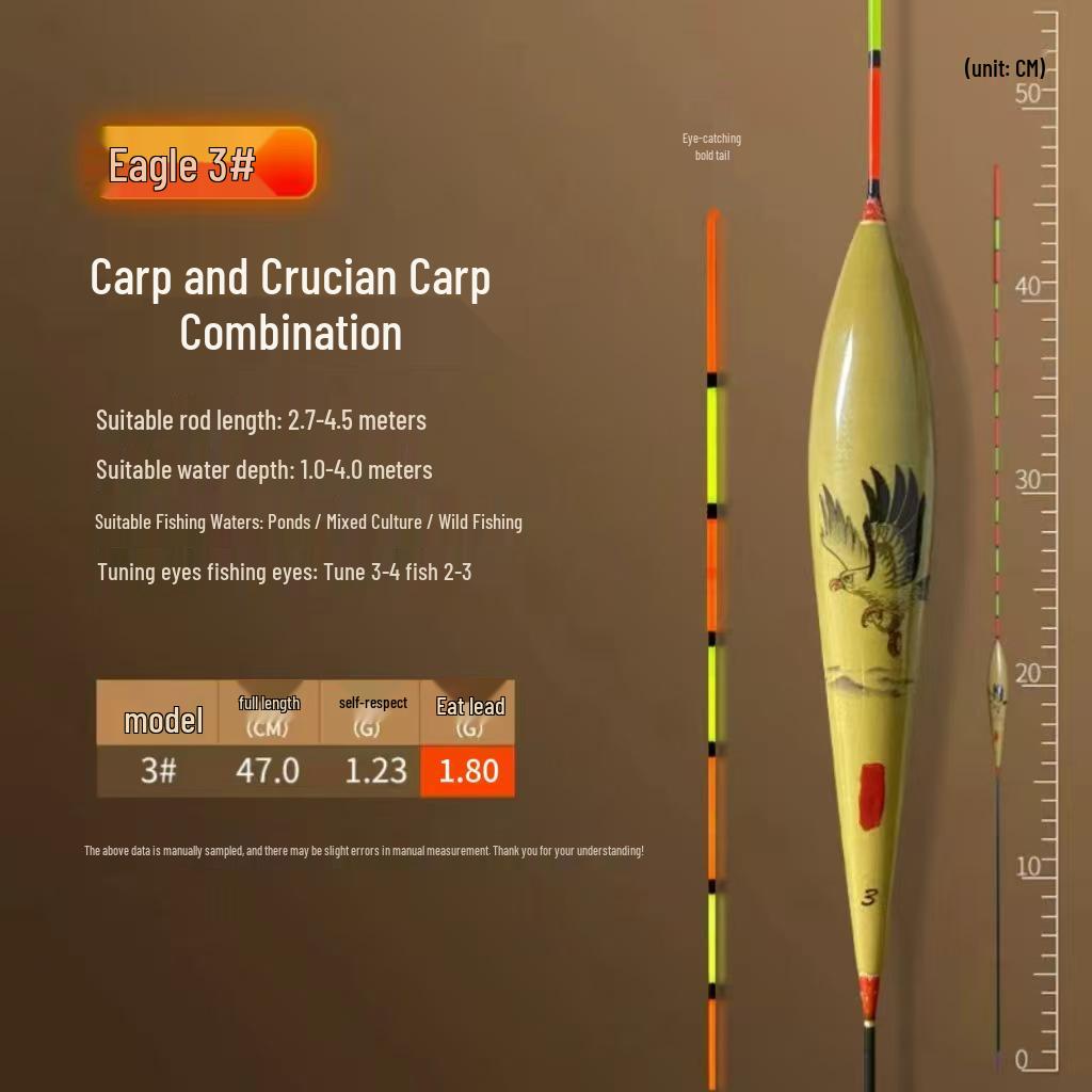 High Sensitivity Crucian Carp Fishing Float with Enhanced Visibility for Light Bites - Thickened Tail and Thin Tip for Precision.