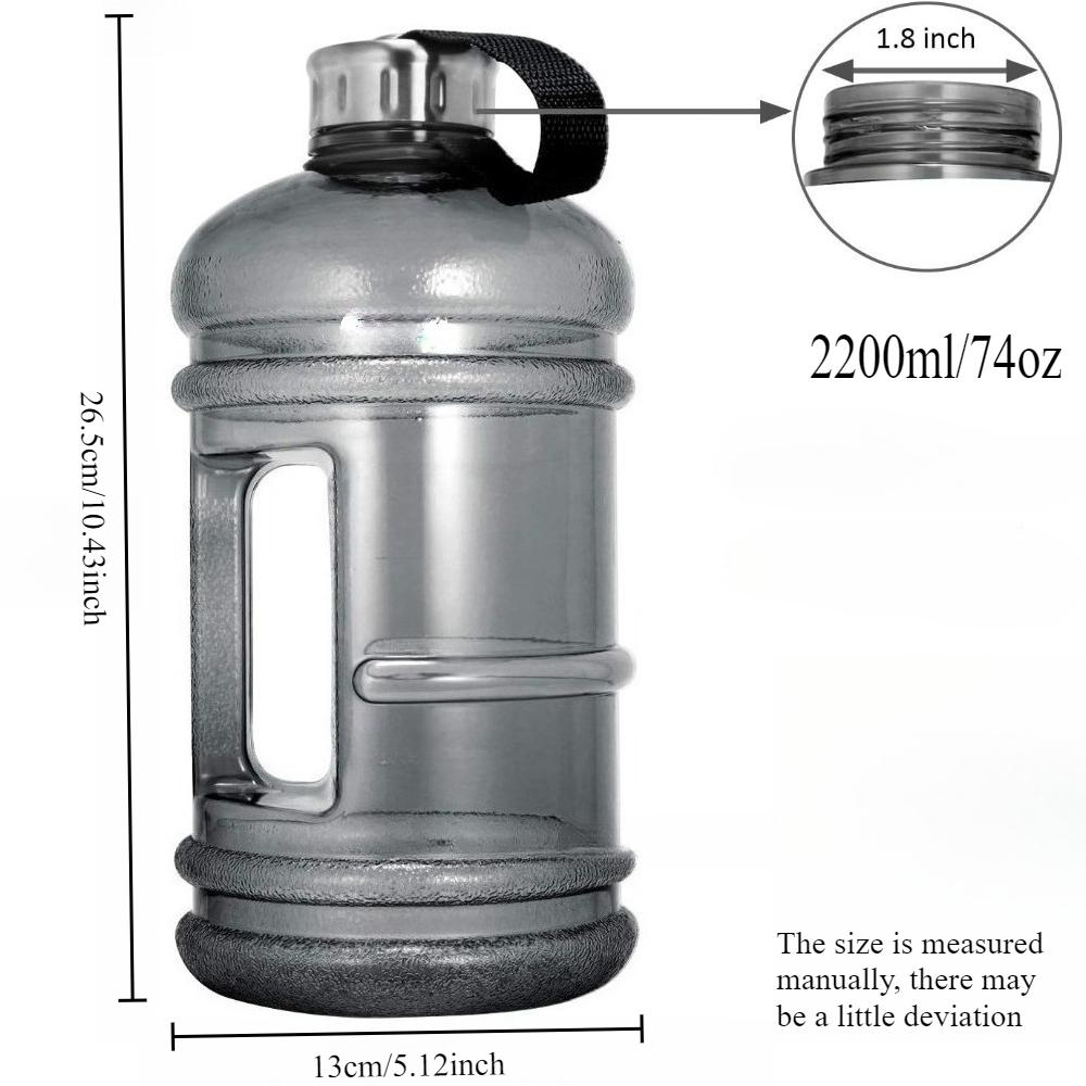 2.2L/73OZ Half Gallon Water Bottle Large Leak Proof Sports Ton Cup with Handle Plastic Drinking Water Container for Gym Outdoors