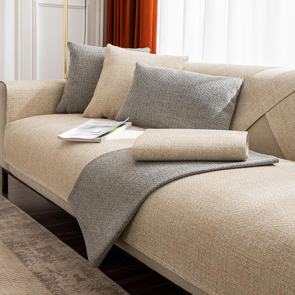 Leinen Einfarbig Rutschfest Imitation Altes Grobes Tuch Sofakissen Vier Jahreszeiten Universal Feuchtigkeitsaufnahme Atmungsaktiv Sofabezug Handtuch