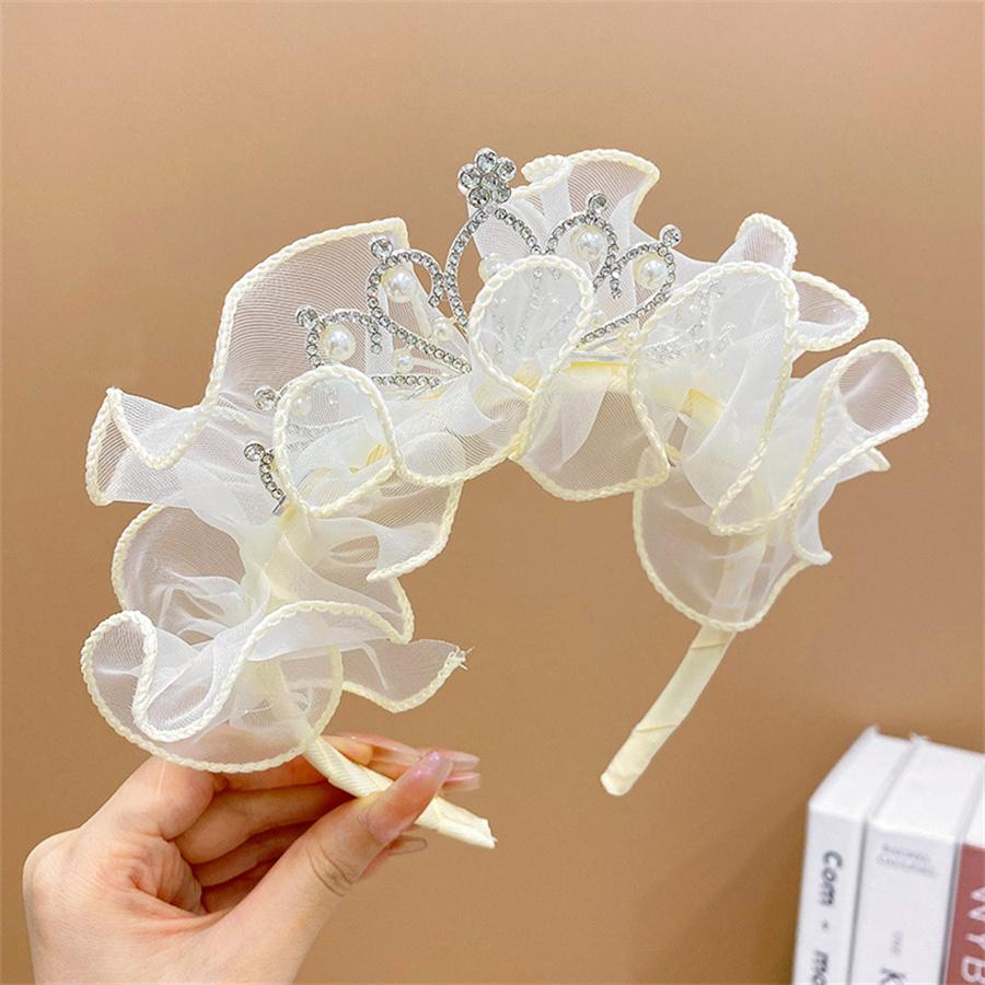 Bentițe de păr noi pentru copii, Tiare din dantelă cu strasuri, Bentițe, Coroană de prințesă pentru fete, Ac de păr, Accesorii de păr pentru petrecere de ziua de naștere, bal