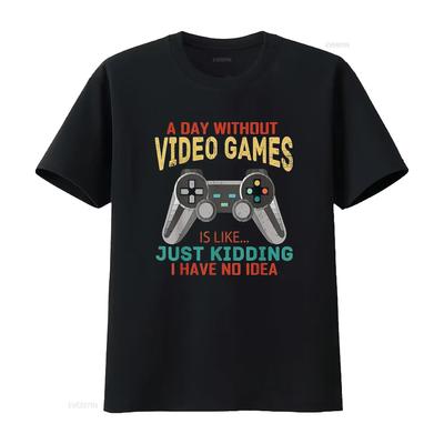 Mens A Day Without Video Games Is Like Funny Gamer Gaming T Shirt White Large Vintage Washed Versatile Fashion Homme Stretched