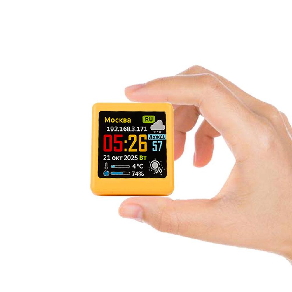 Russian Smart WIFI Weather Forecast Station Clock for Gaming Desktop Decoration. DIY Cute GIF Animations and Electronic Album