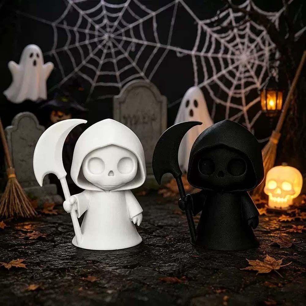 Mini Halloween Miniature Fluorescent Green 3D Printed Statue Skull Ghost Figurine Dashboard