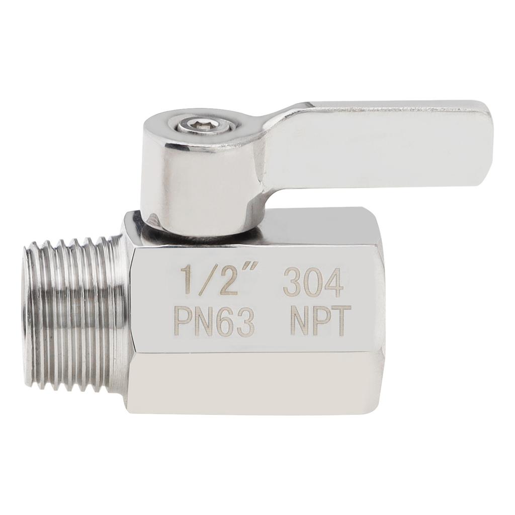 1/2 Inch Female X Male NPT Thread 304 Stainless Steel Mini Ball Valve Shut-off Valve Shower Head Flow Control Valve for Pipe / Bathroom