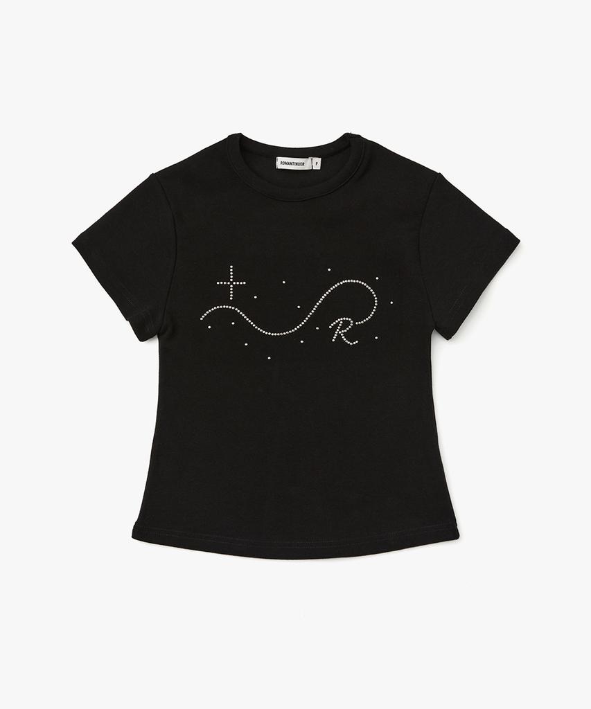 Lomaentinueo Signature R Wave Crop Cotton T-Shirt (Black)
