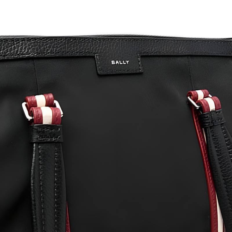 Bally Plain Minimalist Zipper Closure Fabric And Leather Shoulder Tote Bag Large Men Bags Black 6307008