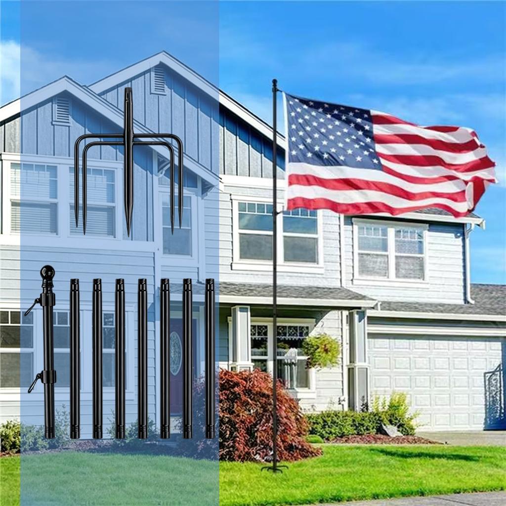 10FT Thick Tube Halyard Flagpole Hardware Easy To Install Extra Thick Flag Pole Kit Flags Ball Flagpole Topper for Outside House
