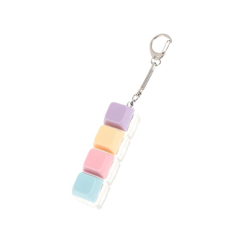 Macaron Color Keyboard Key Toy Diy Button Keycap Sensory Keychain Decompression Toys Mechanical 4Key Toy For Adult Gifts