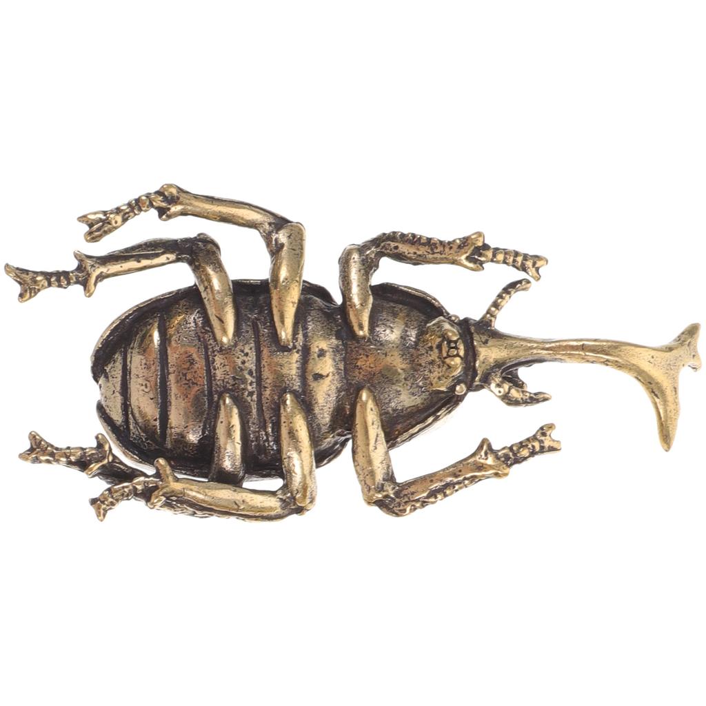3 Pcs Beetle Tea Pet Brass Adornment Desktop Ornament Figurine Decoration Statue Nail Glue Beetles