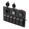 12V 24V 6 Gang Car Boat Marine LED Rocker Switch Panel Dual USB Voltmeter Cigarette Lighter