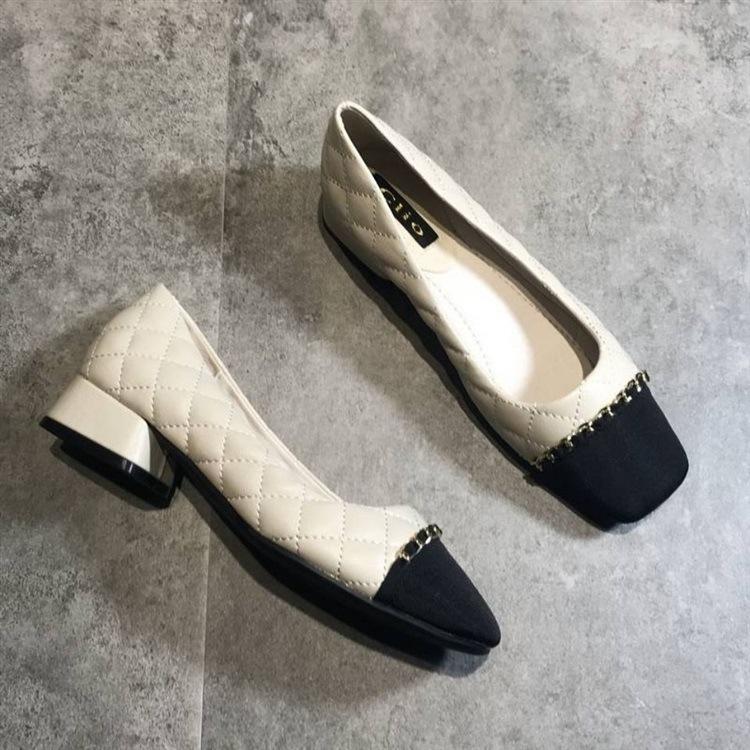 Fashion Xiaoxiangfeng Low-heeled Shoes Versatile Women's Soft-soled Shoes New Spring and Autumn Square Head Thick-heeled Single Shoes Women