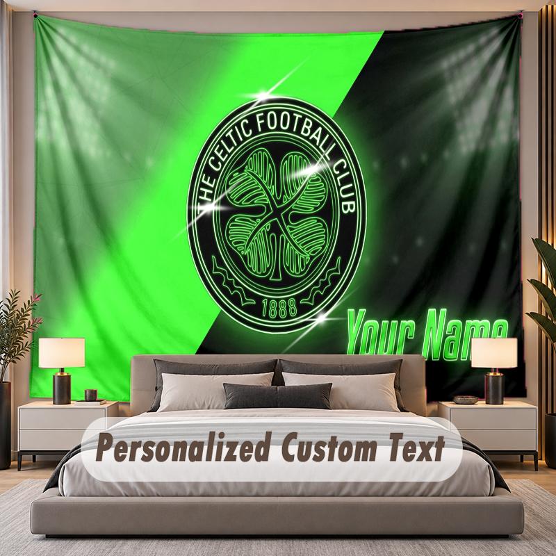 Custom Name Text Tapestry Celtic FC Personalized Polyester Wall Tapestry For Bedroom And Room