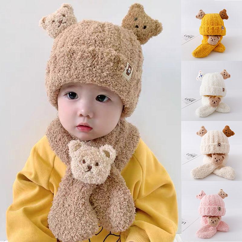 

Мультяшный детский плюшевый комплект шапка шарф зимняя теплая детская шапочка осенняя милая однотонная детская шапка-ушанка для мальчиков и девочек чепчик Gorras