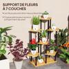 7-Tier Plant Stand for Indoor and Outdoor, Plant Shelf In Steel and Wood, Natural Wood