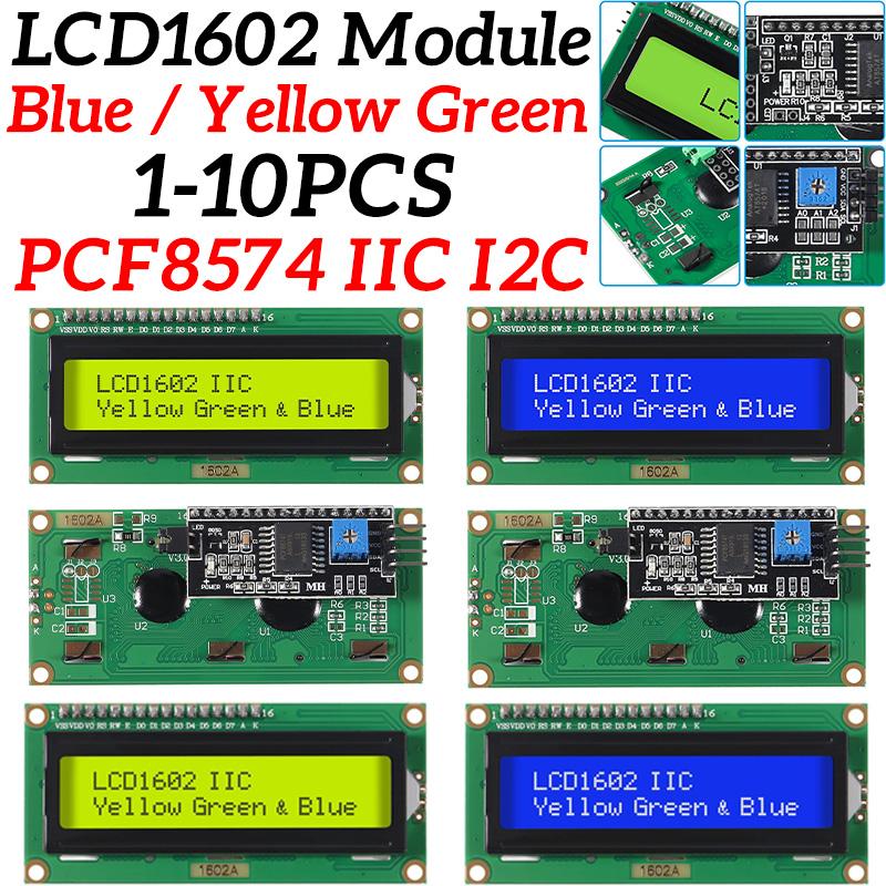 

LCD1602 1602 РК-модуль синій/жовтий зелений екран 16x2 символьний РК-дисплей PCF8574T PCF8574 IIC I2C інтерфейс 5 В для arduino червоний