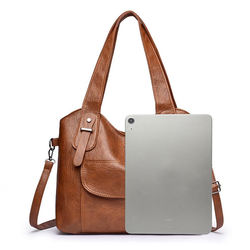 Women's Crossbody Tote - Trendy Soft Leather Large-Capacity Shoulder Bag for Middle-Aged Women