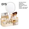 Boîte de rangement de maquillage avec miroir LED, grande capacité, compartiments multiples, boîte de rangement pour pinceaux de maquillage, organisateur de comptoir