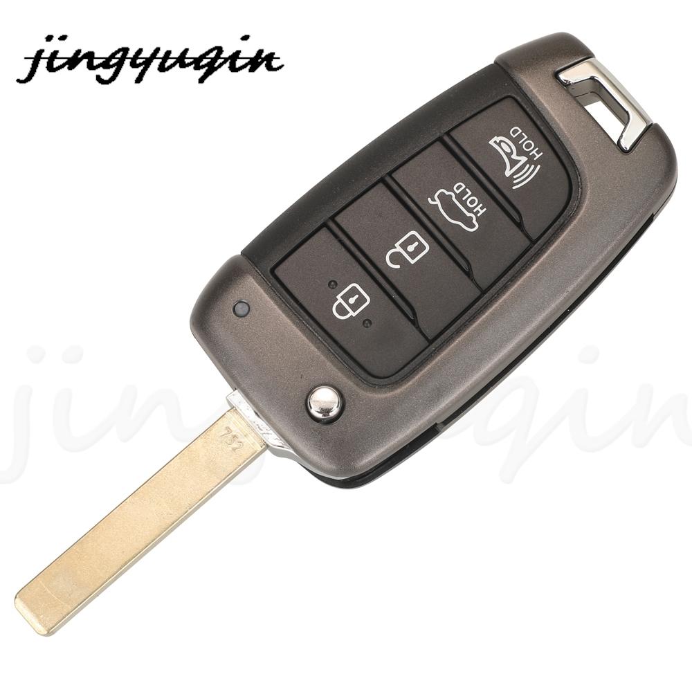 Jingyuqin Smart Remote Aute Flip Key Shell Case For Hyundai Accent Elantra Kona Santa Fe Tucson Veloster Car Accessories