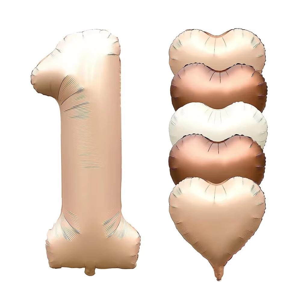 7pcs 32inch Number Balloons Set Helium Balloon with Big Heart Balloons for Girl and Boy 9th Year Old Birthday Party Decorations
