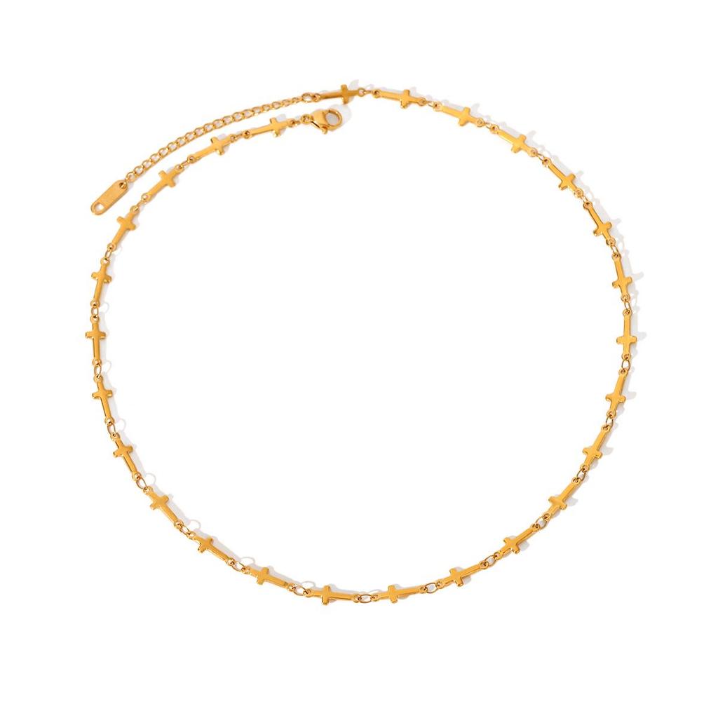 Heiß verkaufende französische Edelstahl-Kreuzkette mit Zirkon- und Perlenanhänger