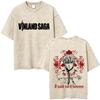 Anime Vinland Saga Thorfinn I Have No Enemies Vintage Washed T Shirt Mens Women Manga Casual Oversized Tshirts Male Streetwear