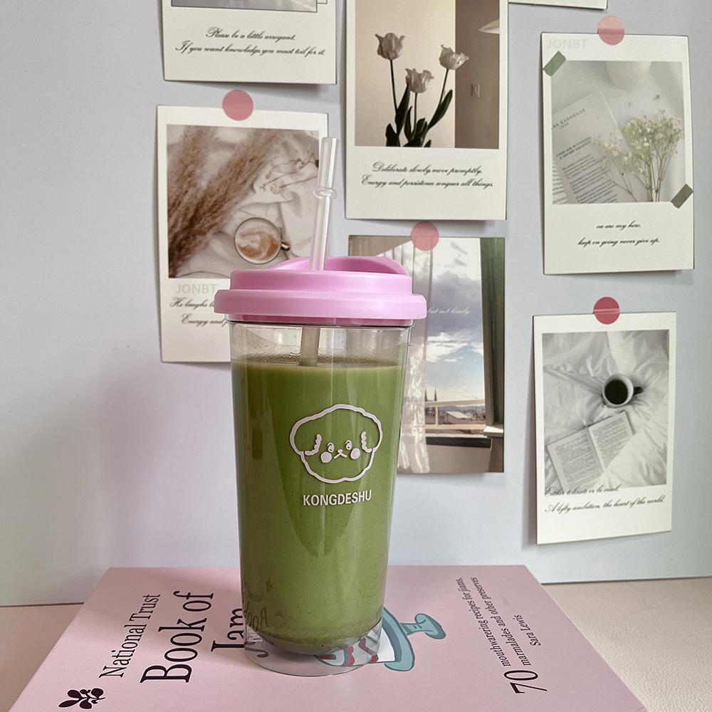 Koreański Prosty Kubek na Iced Americano Tritan Plastikowa Butelka na Wodę Dla Kobiet Przezroczysty Kubek do Kawy Biuro Mleko Herbata Matcha Napój