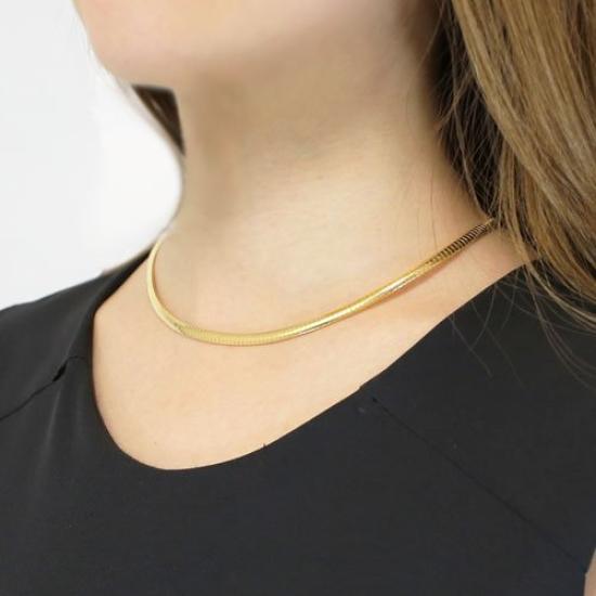 Silver Omega Necklace Gold Finish Made In Italy SV925 Hook Type