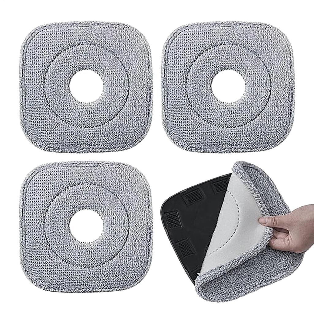 Mop Head 4 Pieces Microfiber Mop Pads Square Brush Scrub Pad for Wet and Dry Deep Clean Hardwood Floor Care Kitchen Bathroom