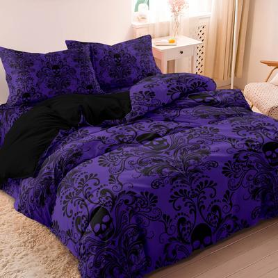 Gothic Stil Schädel Bettwäschesets für Erwachsene Bettzubehör Set Bettbezugset mit Kissenbezügen Ohne Füllung Luxuriöse Geburtstagsgeschenke