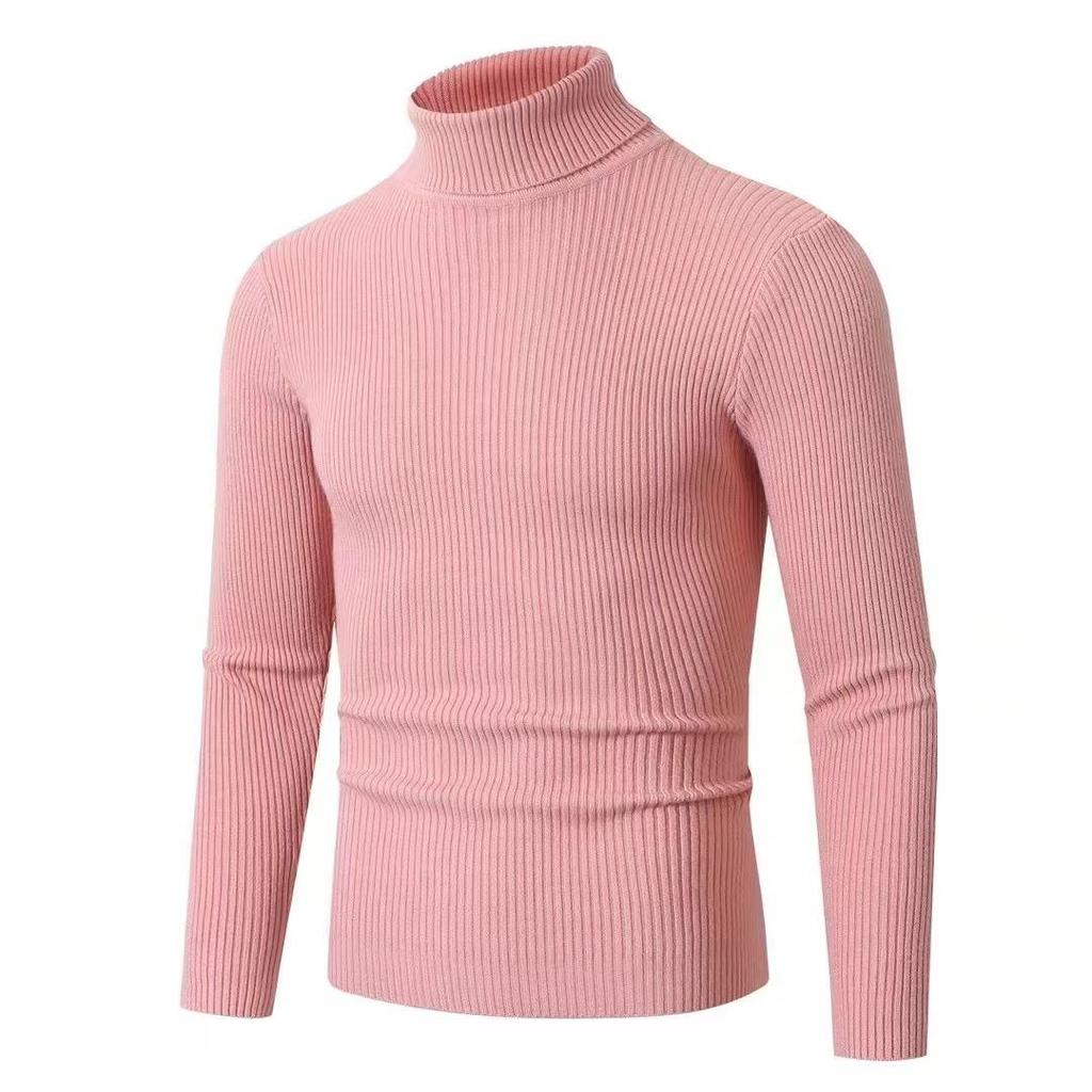 Men's High Neck Sweater Pullover Knitted Warm Casual Men Clothing Knitted Sweater Men