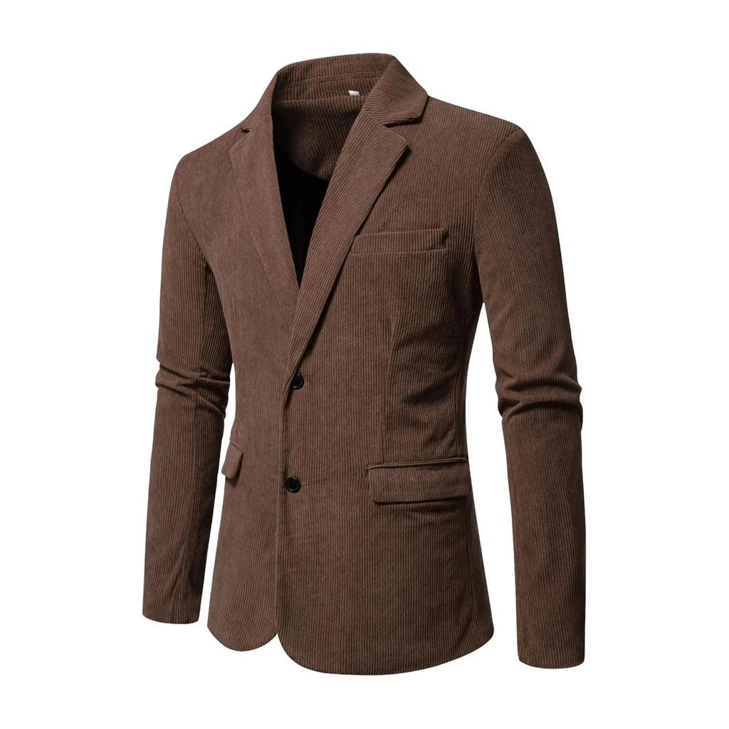 Men's Fashionable And Casual British High-quality Corduroy Single-breasted Solid Color Suit Jacket