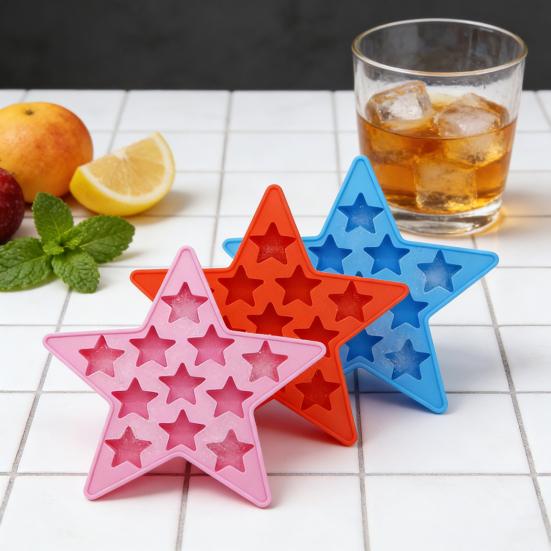 Star-Shaped Silicone Ice Cube Tray Food-Grade Flexible Mold for Ice Candy Chocolate Easy-Release Dishwasher Safe Creative Baking Tool