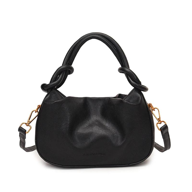 PU Solid String Sewing Fashion Shoulder Bags High Quality Temperament Women's Handbags Hard Exquisite Ladies Bags