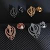 Stainless steel butterfly clasp brooch/cufflink, Sikh symbol badge for men's suit, elegant anti-exposure button for women.