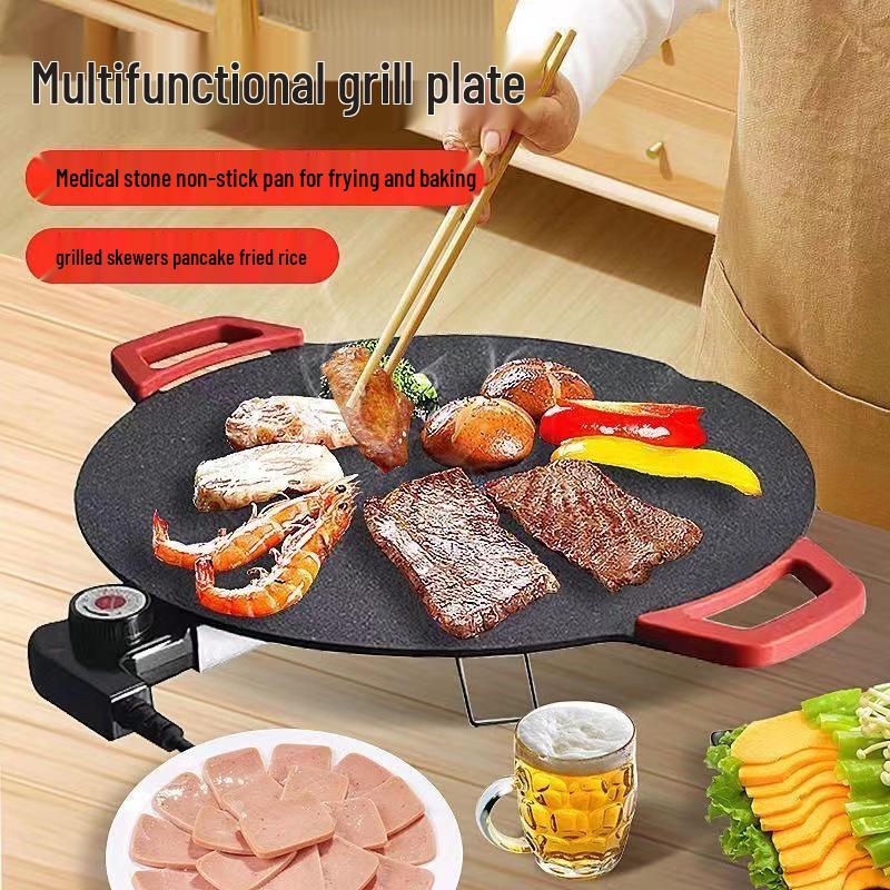 Korean Round Maifan Stone Grill Pan: Multifunctional Non-Stick Electric BBQ Plate