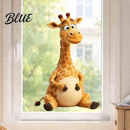 Einfach abziehbar Fenstergrafiken Niedlicher Cartoon-Giraffe Statische Aufkleber Dickes PVC Klebstofffrei Abnehmbare Glasaufkleber Elektrostatisch Klebstofffreie Aufkleber