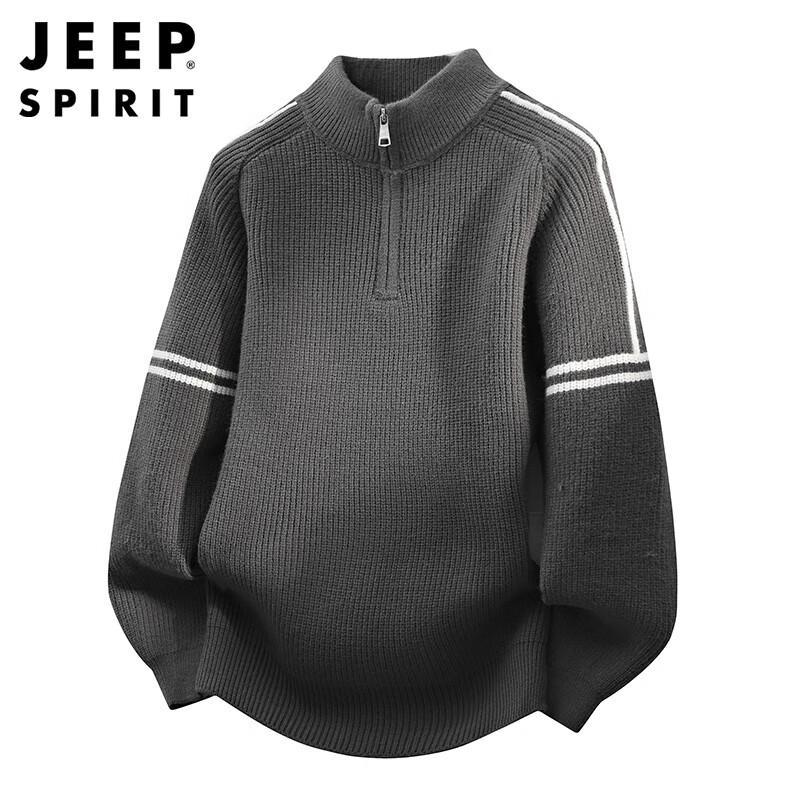 JEEP SPIRIT Men's Stand Collar Knit Sweater
