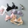 Women's Bra Without Steel Ring Solid Color A Cup Thin Underwear