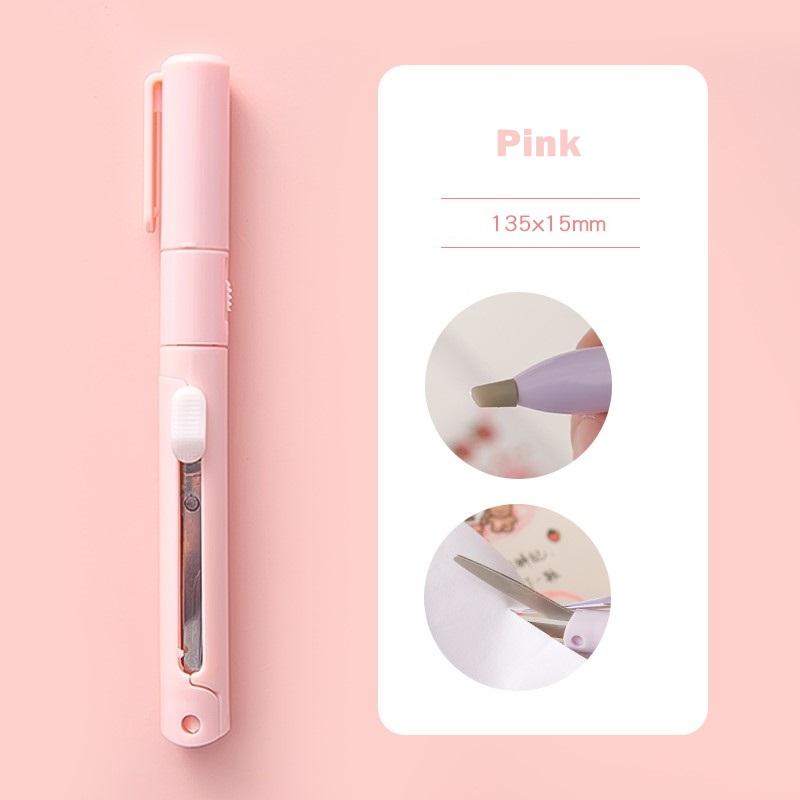 Mini Color Folding Scissor Pen Cutter Portable Size Safe Ceramic Pencutter Utility Knife for Paper Work Diary School