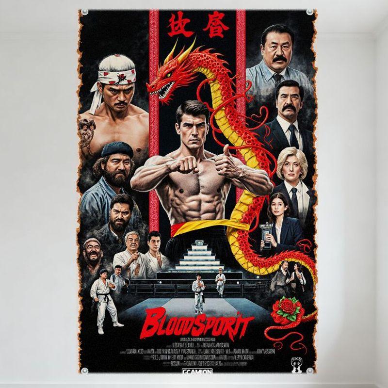 Bloodsport Retro Filmový Kovový Plechový Značka Jean-Claude Van Damme Dračí Postoj Vintage Umělecký Plakát pro Pánskou Jeskyni Bar Domácí Dekorace